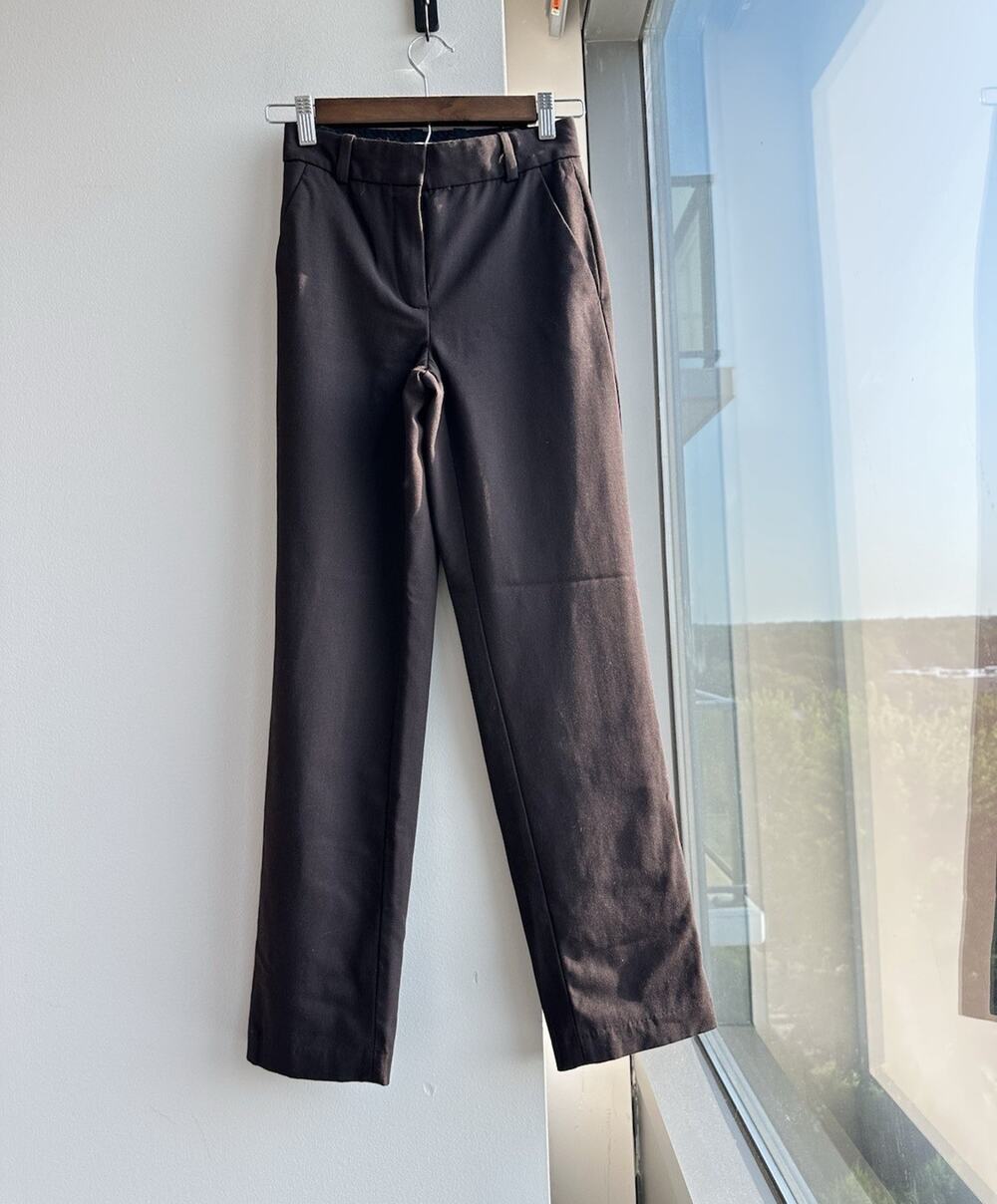 Aritzia Babaton Brown Wool Blend Twill Dress Pants Lined Pockets Straight 00